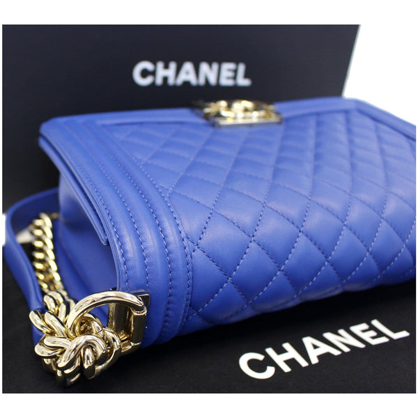 CHANEL Boy Medium Calfskin Leather Shoulder Bag Blue-US
