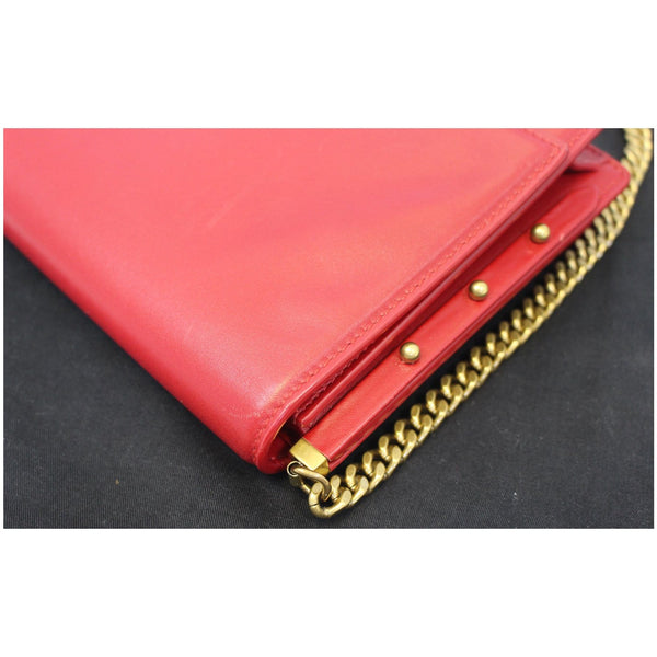 YVES SAINT LAURENT Zoe Lambskin Leather Shoulder Bag Red