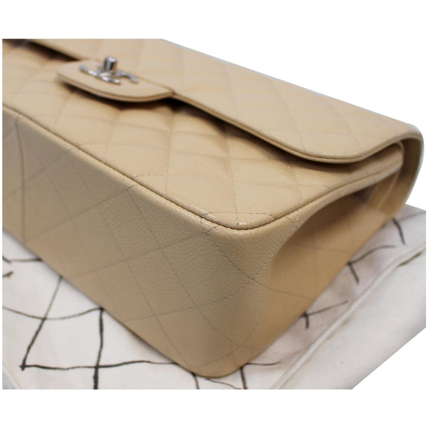 used Chanel Jumbo Double Flap Caviar Leather Shoulder Bag Beige