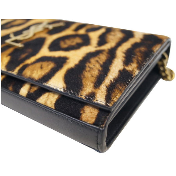 YVES SAINT LAURENT Kate Monogramme Leopard Print Shoulder Bag Black