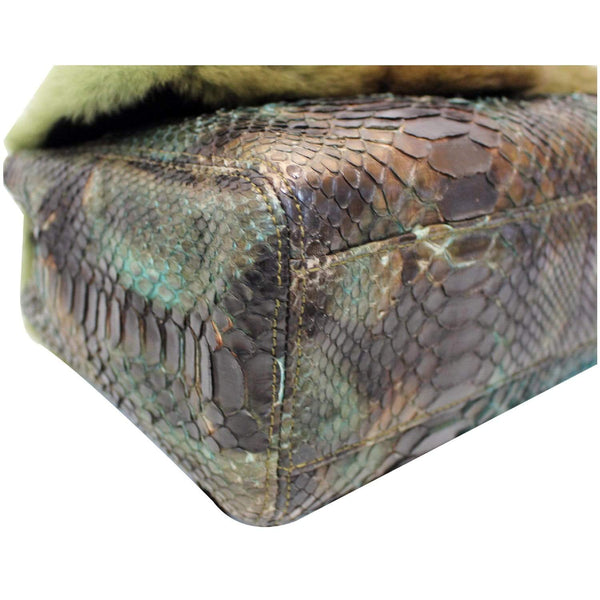 Chanel Jumbo Classic Fur and Python Leather Flap Bag exterior