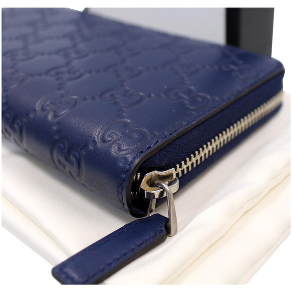 GUCCI Zip Around NY New York Yankees Patch Guccissima Wallet Blue - Last Call