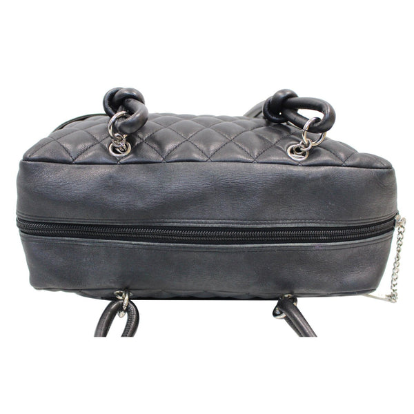 CHANEL Cambon Line Leather Shoulder Bag Black