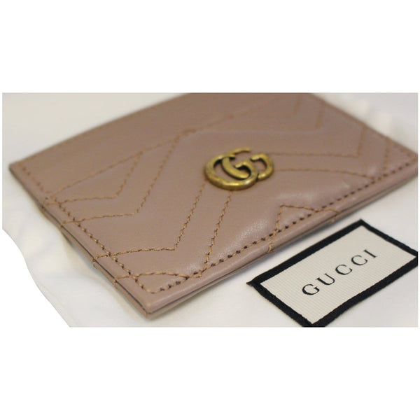 GUCCI GG Marmont Leather Card Case Taupe 443127-US
