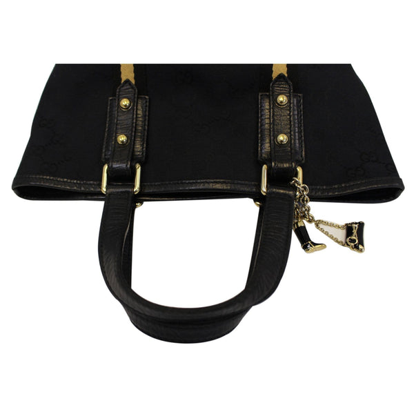 GUCCI Black GG Canvas Jolicoeur Yellow Stripe Small Tote Bag-US