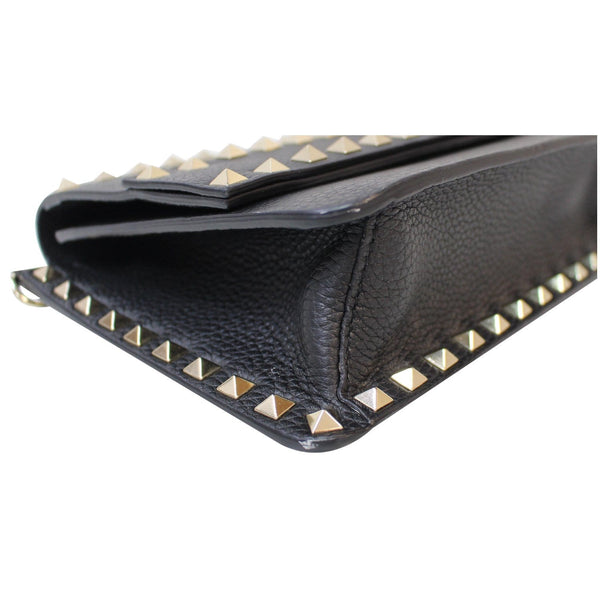 VALENTINO Garavani Small Rockstud Flap Leather Shoulder Bag Black