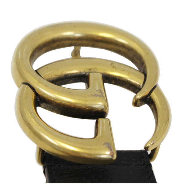 GUCCI Double G Buckle Leather Belt Black Size 41-US