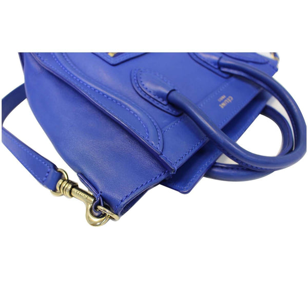 CELINE Nano Luggage Smooth Leather Tote Crossbody Bag Blue