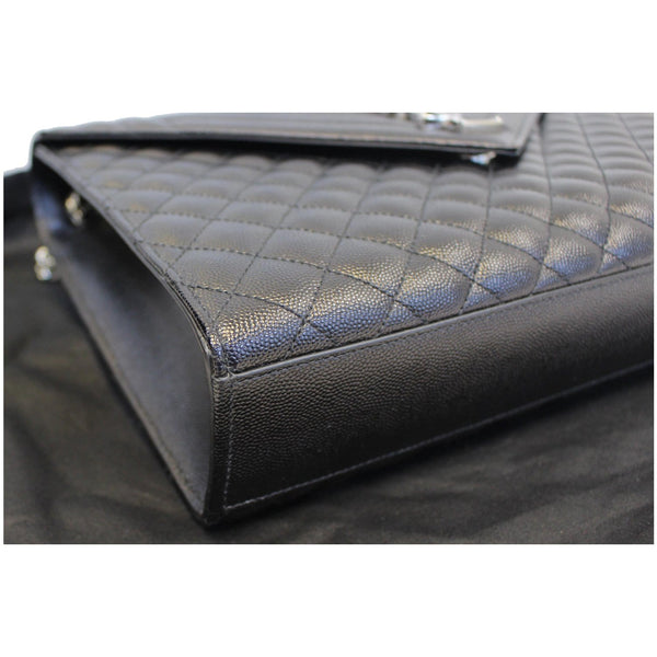 YVES SAINT LAURENT Envelope Large Matelasse Embossed Leather Shoulder Bag Black