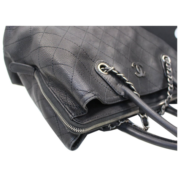 CHANEL Large Shopping Grained Vegetal Calfskin Tote Bag Black