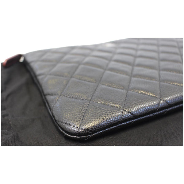 CHANEL Caviar Leather Large O-Case Zip Pouch Black