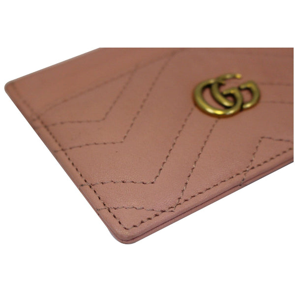 GUCCI GG Marmont Leather Card Case Taupe Pink 443127