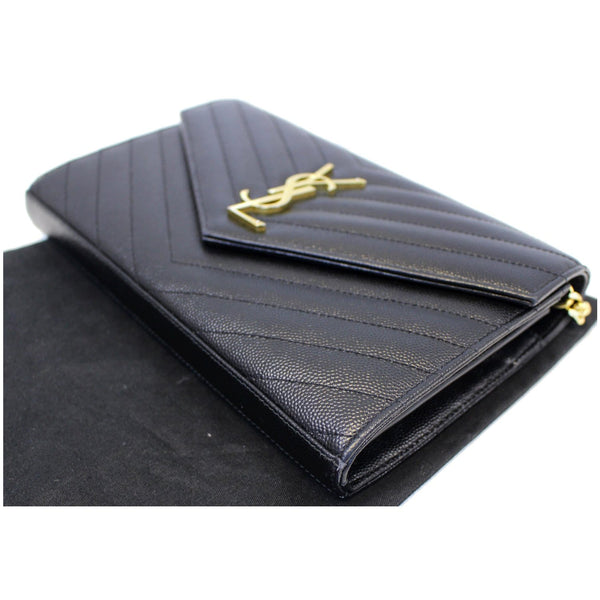 YVES SAINT LAURENT Matelasse Envelope Chain Wallet Black