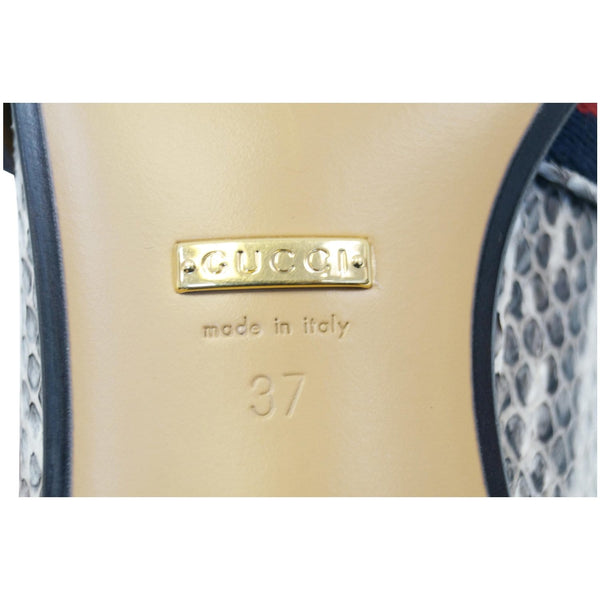 Gucci Mid-Heel GG Snakeskin Loafer Size US 7 Grey - made in Italy