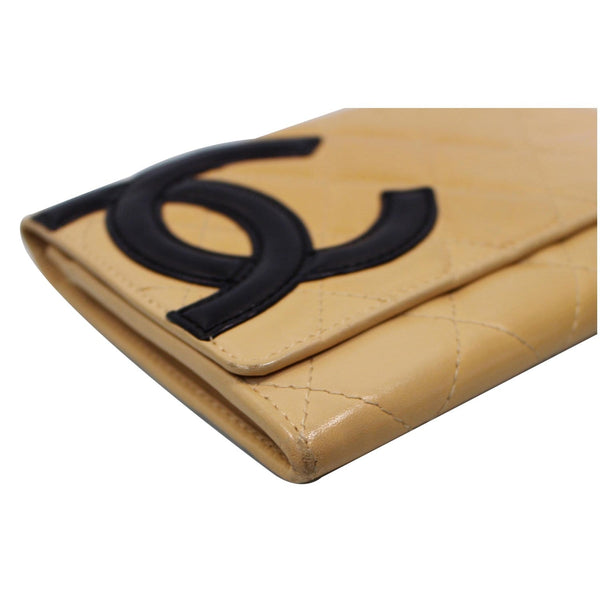 Chanel Cambon Flap Calfskin Quilted Wallet Beige side view