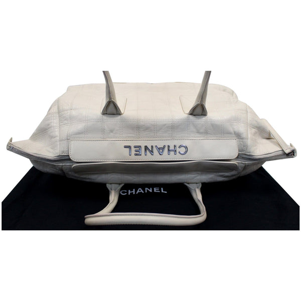 Chanel Square Stitched Lax Lambskin Tote Bag - Chanel logo