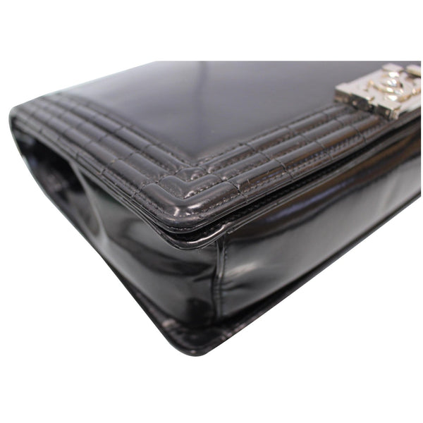 CHANEL Large Boy Glazed Calfskin Leather Shoulder Bag Black