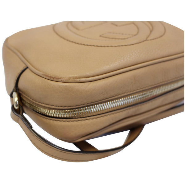 GUCCI Soho Disco Pebbled Leather Small Crossbody Bag Beige 308364-US