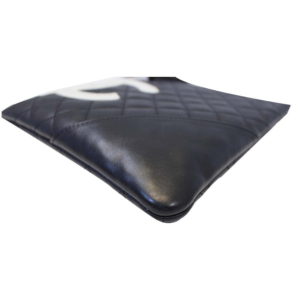 CHANEL Cambon Flat Calfskin Leather Messenger Crossbody Bag Black-US