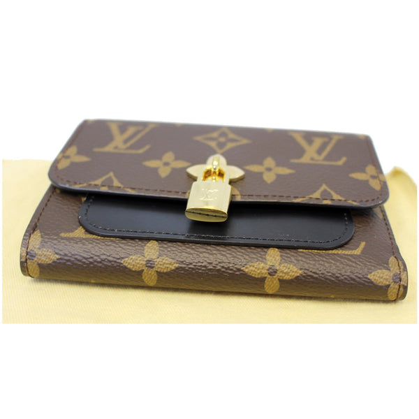 LOUIS VUITTON Flower Lock Monogram Canvas Compact Wallet Black-US