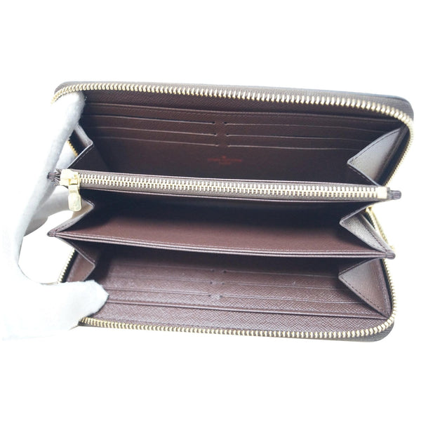 LOUIS VUITTON Zip Around Damier Ebene Wallet Brown