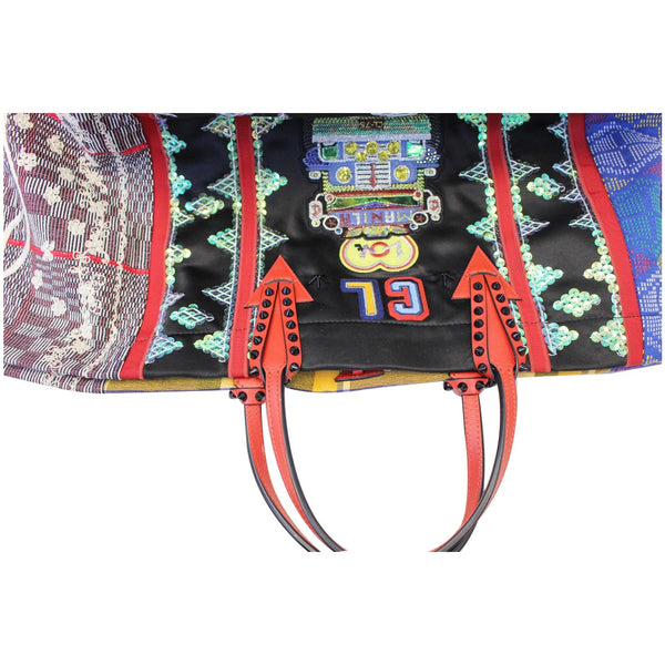 CHRISTIAN LOUBOUTIN Caba World Motif Embroidered Tote Bag Multicolor