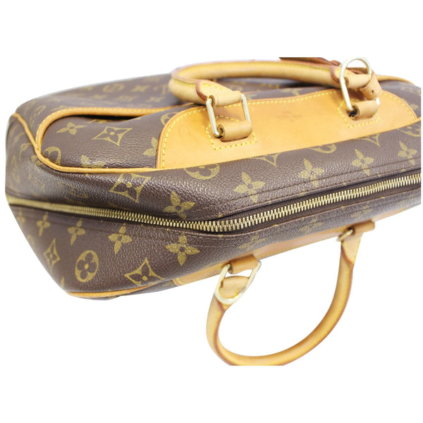LOUIS VUITTON Deauville Monogram Canvas Boston Satchel Bag Brown
