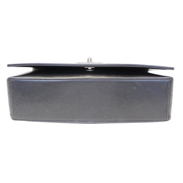 CHANEL Mademoiselle Vintage Flap Sheepskin Leather Shoulder Bag Black