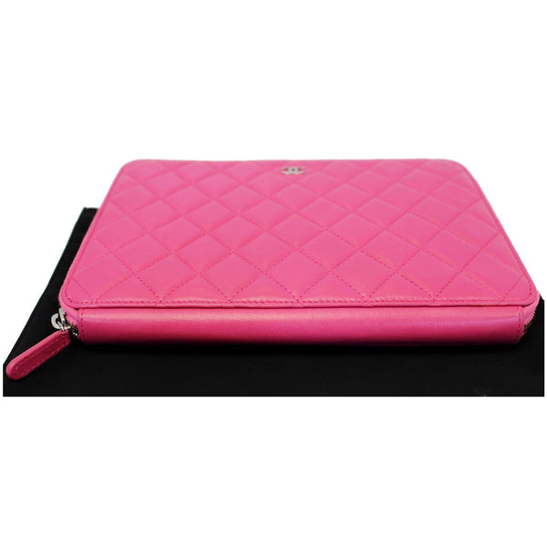 CHANEL Zip Around Lambskin Leather Large Organizer Wallet Pink