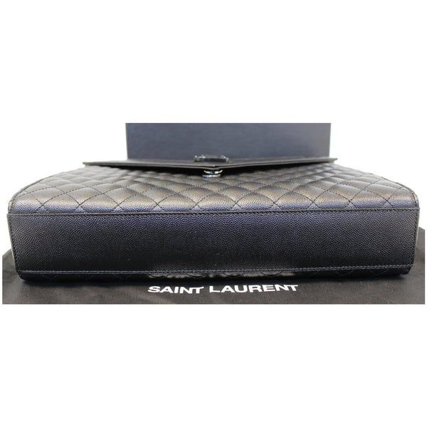 YVES SAINT LAURENT Envelope Large Matelasse Embossed Leather Shoulder Bag Black