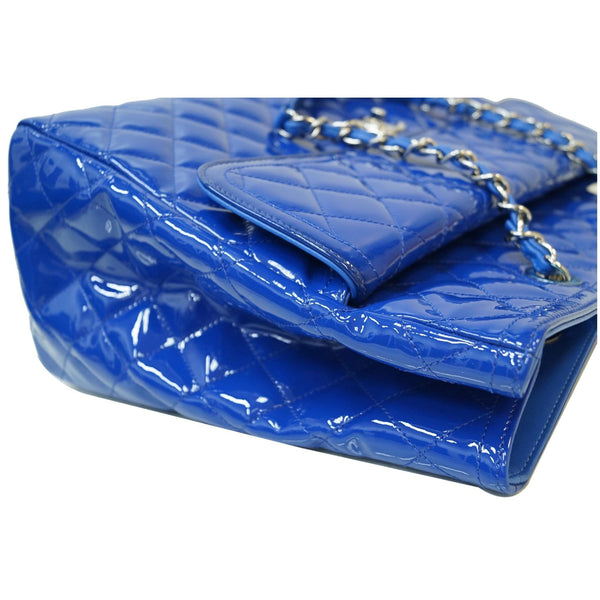 CHANEL Large Coco Shine Patent Quilted Leather Shopping Tote Blue