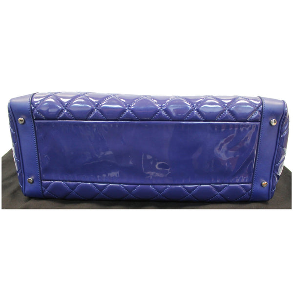 CHANEL Timeless XL Quilted Carry-on Patent Leather Tote Royal Blue