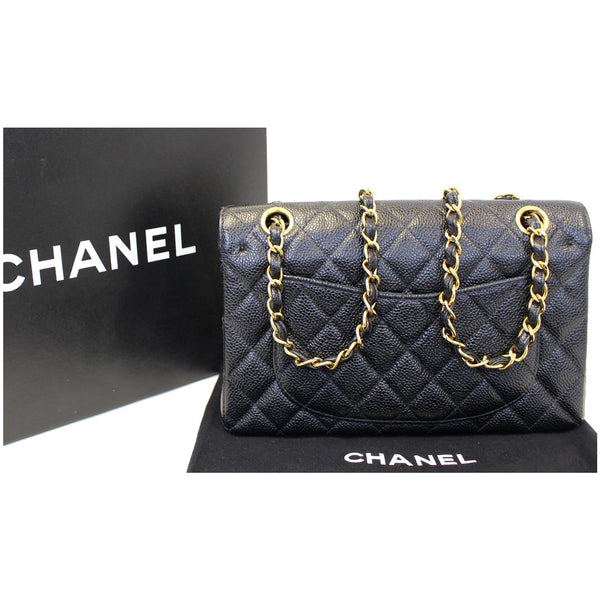 CHANEL Double Flap Small Caviar Leather Shoulder Bag Black-US