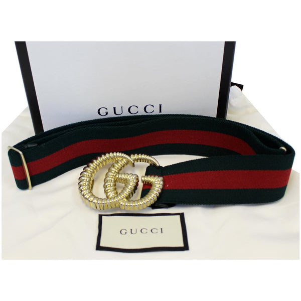GUCCI Web Elastic with Torchon Double G Buckle Belt 524101