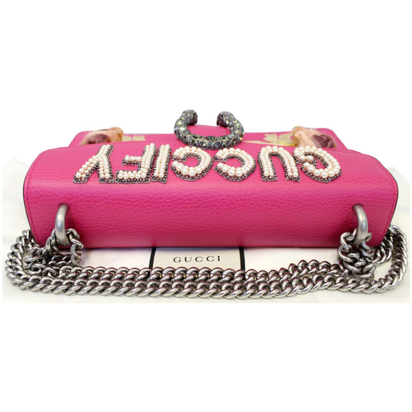 Gucci Dionysus Small Guccify Grained Leather Bag Pink - top front side