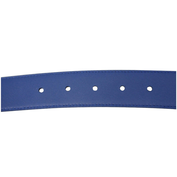 PRADA Round Logo Blue Saffiano Leather Belt Size 40-US