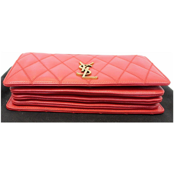 YVES SAINT LAURENT Angie Chain Diamond Quilted Lambskin Shoulder Bag Red