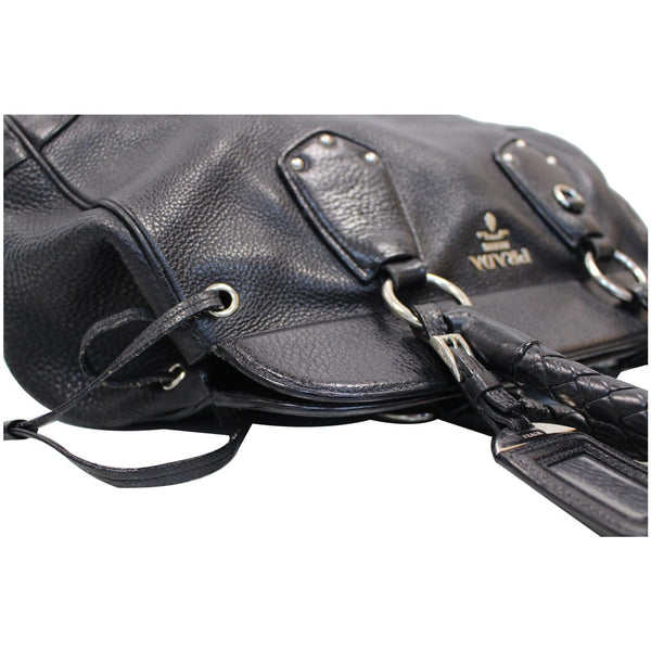 PRADA Vitello Daino Satchel Bag Black