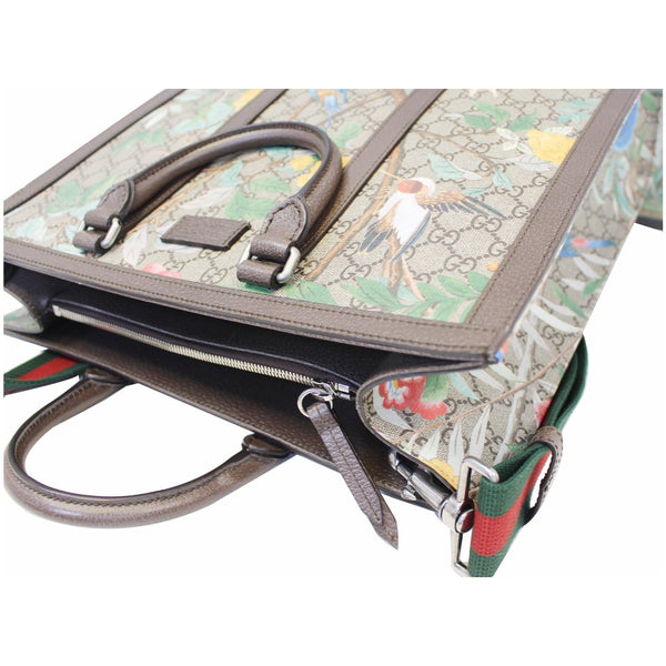 GUCCI GG Supreme Monogram Tian Print Tote Shoulder Bag Maple Brown 406387