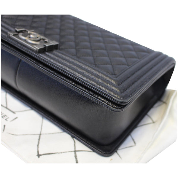 CHANEL Medium Boy Flap Caviar Leather Shoulder Bag Black