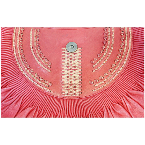 CHRISTIAN DIOR Plisse Pleated Leather Hobo Bag Red-US