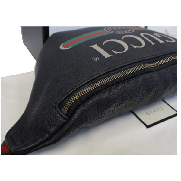 GUCCI Print Leather Black Belt Waist Bumbag Medium 530412-US