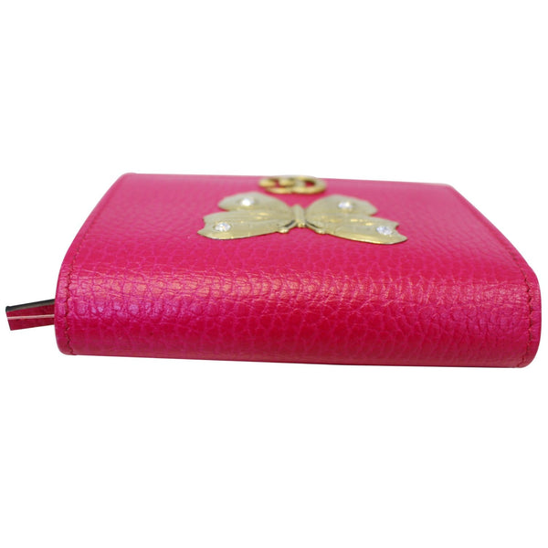 GUCCI Butterfly Leather Card Case Wallet Pink 499361-US