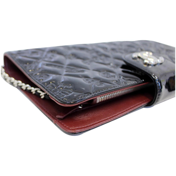 CHANEL Lucky Symbols Pochette Patent Leather Wallet on a Chain Black