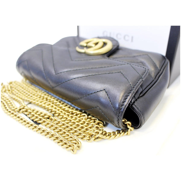 GUCCI GG Marmont Matelasse Black Leather Super Mini Crossbody Bag-US