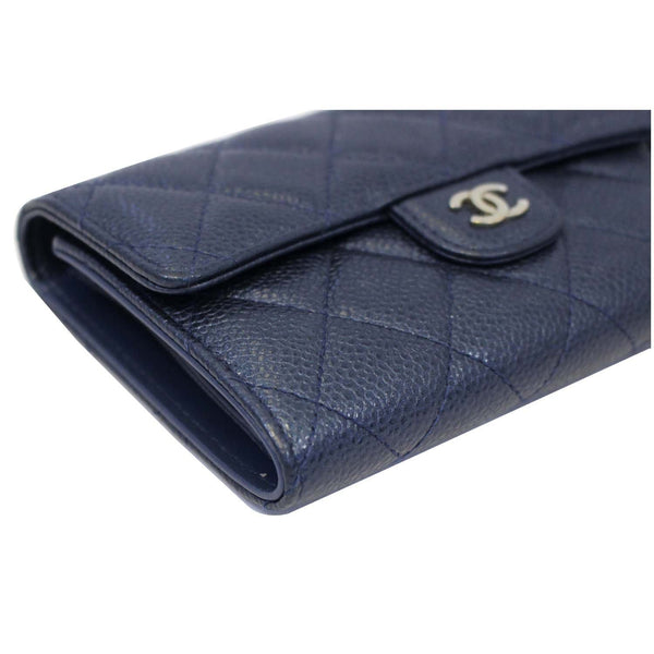 CHANEL Classic Flap Caviar Leather Wallet Navy Blue-US