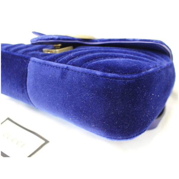 GUCCI GG Marmont Velvet Mini Shoulder Crossbody Bag Blue