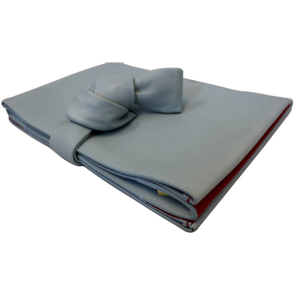 CELINE Knotted Leather Clutch Powder Blue-US