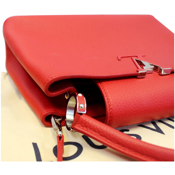 Lv Capucines PM Taurillon Leather Tote Bag closeup