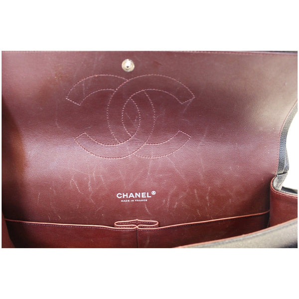 CHANEL Maxi Caviar Leather Jumbo Double Flap Shoulder Bag Black-US